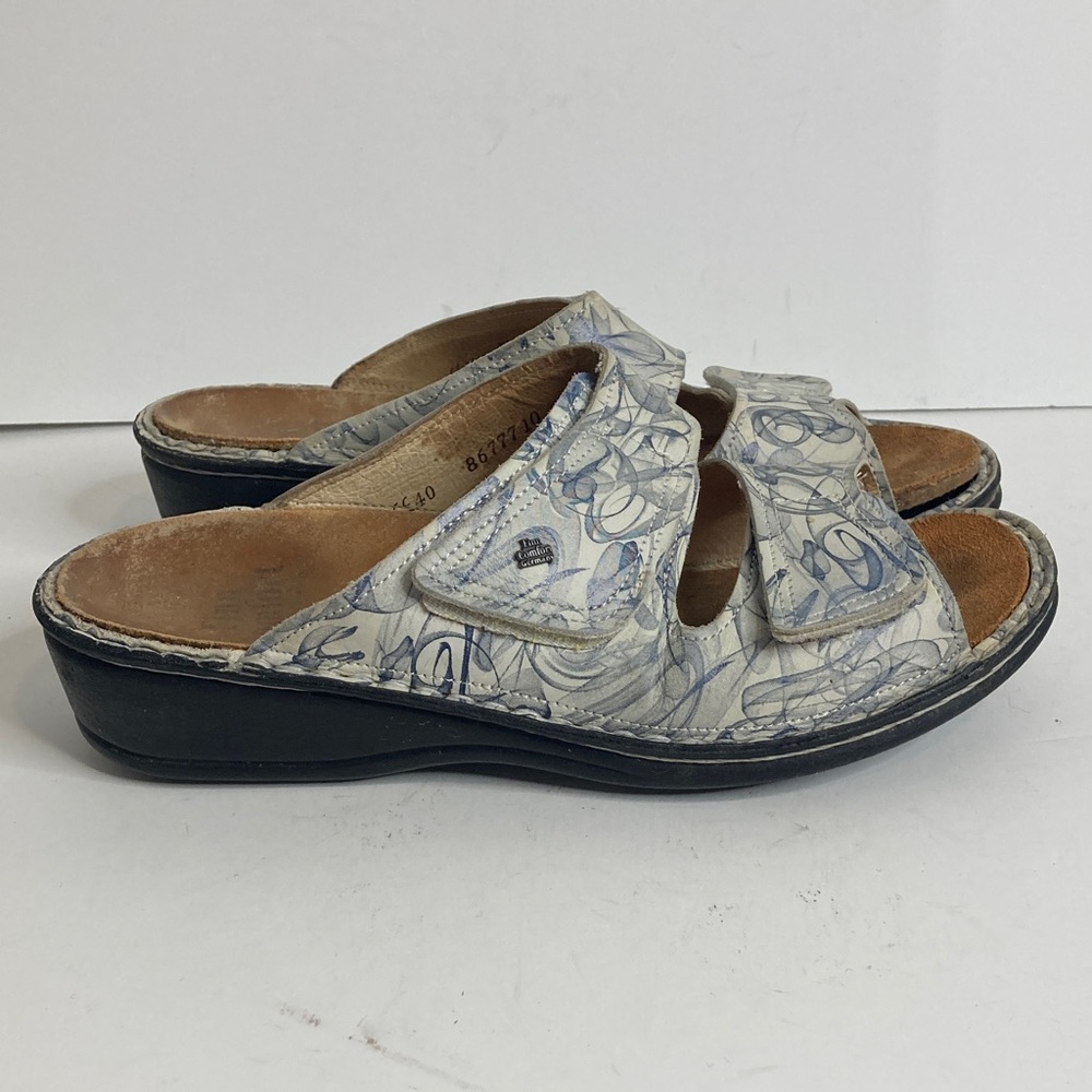 Finn Comfort Sandals Womens 40 US 9 Sansibar Blue Gray Two Strap House Shoes